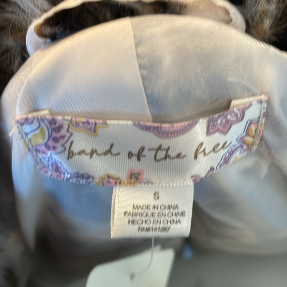 BAND OF THE FREE WILD CAT LEOPARD FAUX FUR OPEN JACKET BLACK BROWN IVORY SIZE S - Picture 11 of 13